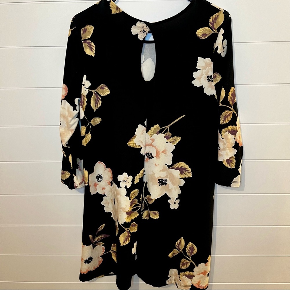 Bobbie Brooks Black Dress with Floral Accents Size M Classic Soft Boho Feminine - Picture 9 of 11